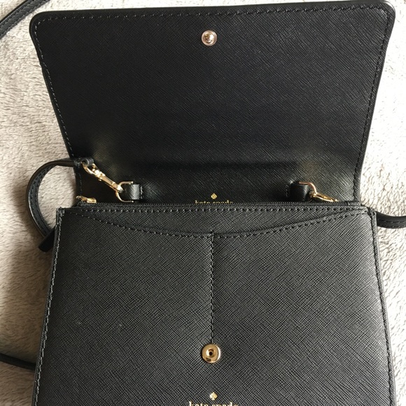 KATE SPADE Black Laurel Way Jeweled Crossbody Bag Clutch Wallet Removable strap - Picture 3 of 8